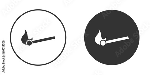 Match fire icon symbol sign in solid style.