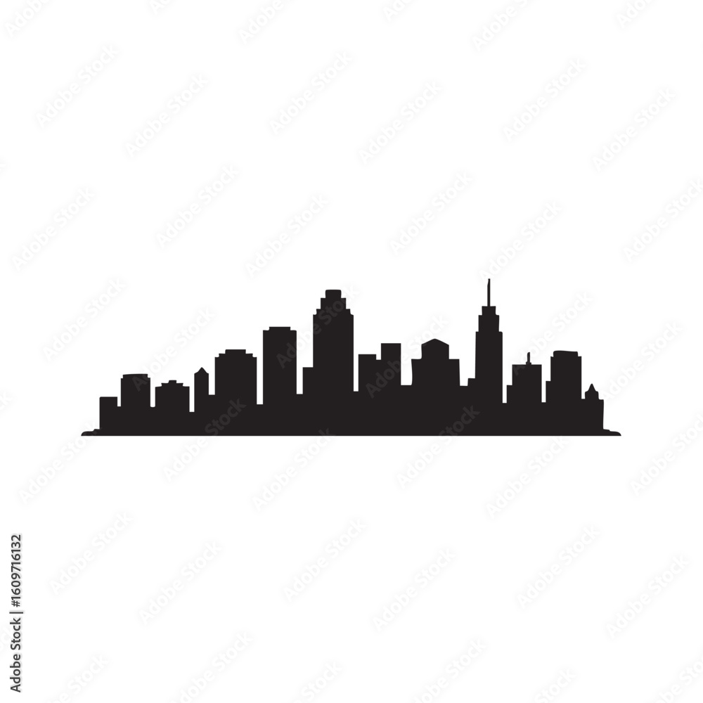 Diverse urban architecture cityscape silhouette buildings Diverse urban architecture cityscape silhouette buildings