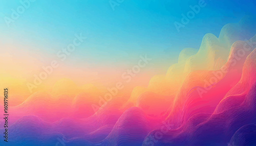 Abstract clear blue sky. Pastel rainbow. Light blue, pink and yellow color vector banner. Pastel gradient sky pattern. Blurred light fuzz colorful gradient background. Vector soft horizontal backdrop