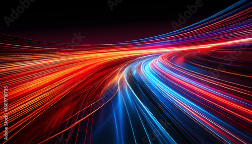 Car motion trails. Speed light streaks background with blurred fast moving speed light effect. Racing cars dynamic flash effects city road with long exposure night lights