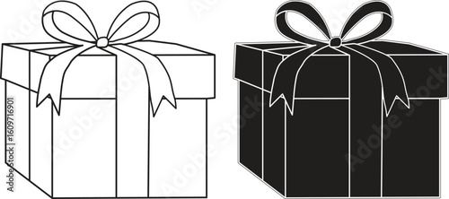  Package Icon – Minimalist Gift Box Vector with Ribbon, Surprise Present Symbol, Wrapped Hamper Illustration for Branding, Marketing, Festive Packaging and Promotions