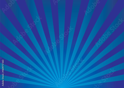 Abstract blue background with retro sunburst rays, a bright vector illustration for a radial design pattern