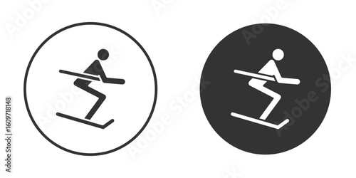 Skiing icon symbol sign in solid style.