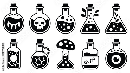 Potion Bottles Alchemy Fantasy and Game Design Elements