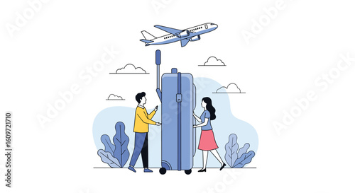 Travel companion awaiting departure near aeroplane destination journey vacation adventure