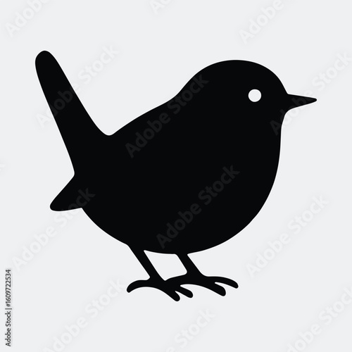 Silhouette of a little bird standing vector illustration