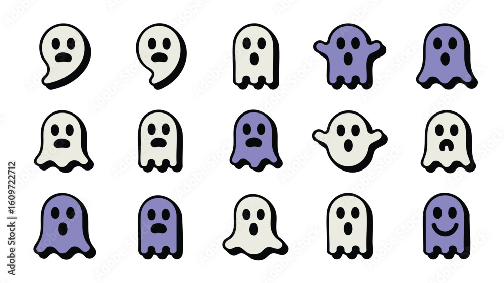 Fototapeta premium Ghosts Cute Spooky Halloween Graphics