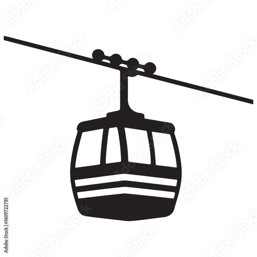 Cable Car Icon – Aerial Tramway Transport Symbol vector

