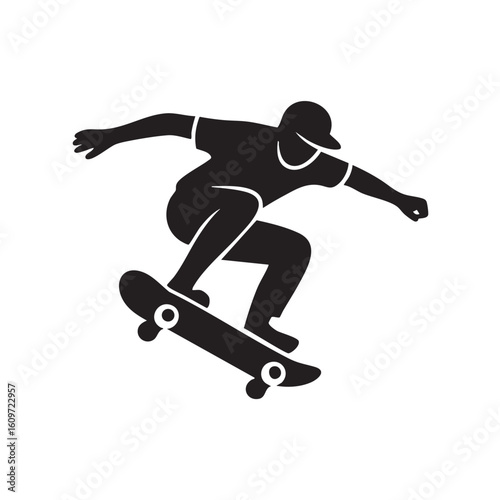 Skateboard with man silhouette vector
