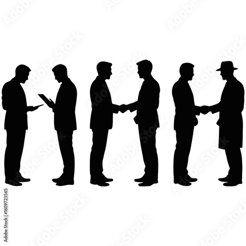 Silhouettes of business people interacting