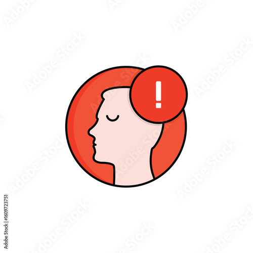 anxiety or panic logo with linear man. cartoon flat style trend modern simple logotype graphic minimal ui design isolated on white. concept of user making decide or error mindset and negative thinking