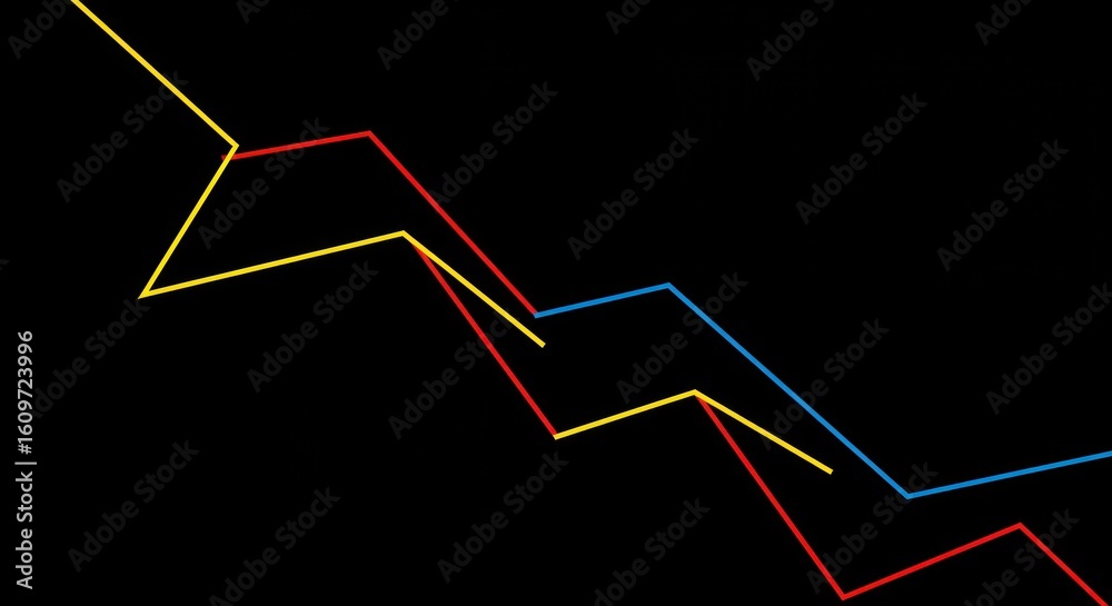 Obraz premium Trend graph lines on black background