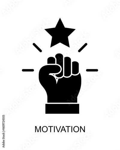 Fist with Star Symbol for Motivation Concept Illustration