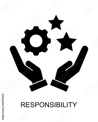 Responsibility Hand Holding Gear Star Icon