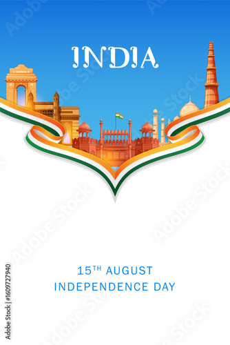 Famous Indian monument and Landmark for Happy Independence Day of India for Happy Independence Day of India