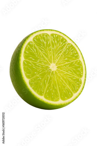 Fresh Lime Half Cut on White Background