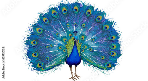 Majestic Peacock Displaying Vibrant Feathers, a symbol of beauty and grandeur