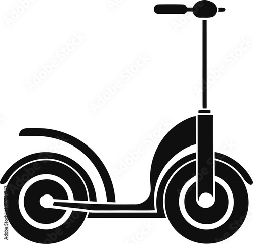Black scooter silhouette with handlebars and wheels electric scooter kick scooter