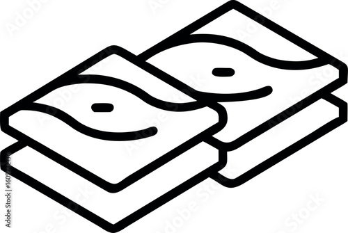 Stylized illustration of baklava pastry isolated on white background