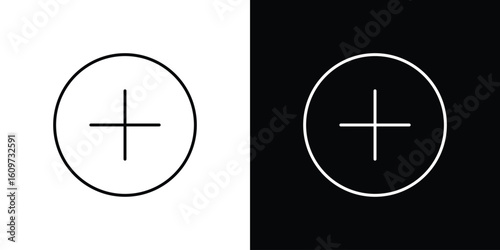 Add icon linear vector icon. Editable stroke lines.