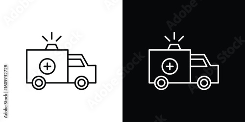 Ambulance icon linear vector icon. Editable stroke lines.