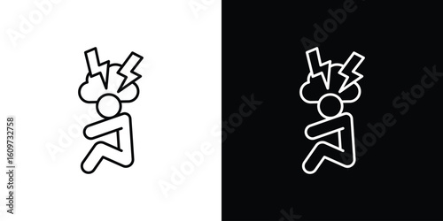 Anxiety or stress icon linear vector icon. Editable stroke lines.