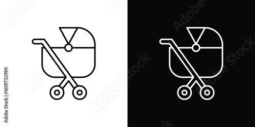 Baby carriage icon linear vector icon. Editable stroke lines.