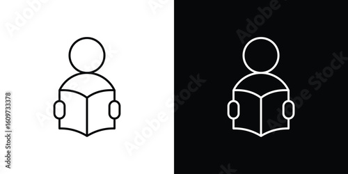 Book open reader icon linear vector icon. Editable stroke lines.