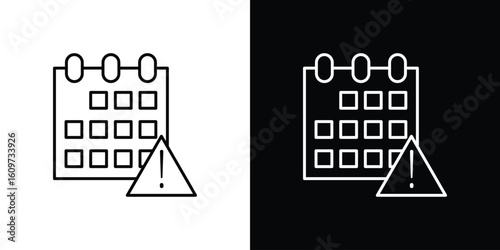 Calendar exclamation icon linear vector icon. Editable stroke lines.