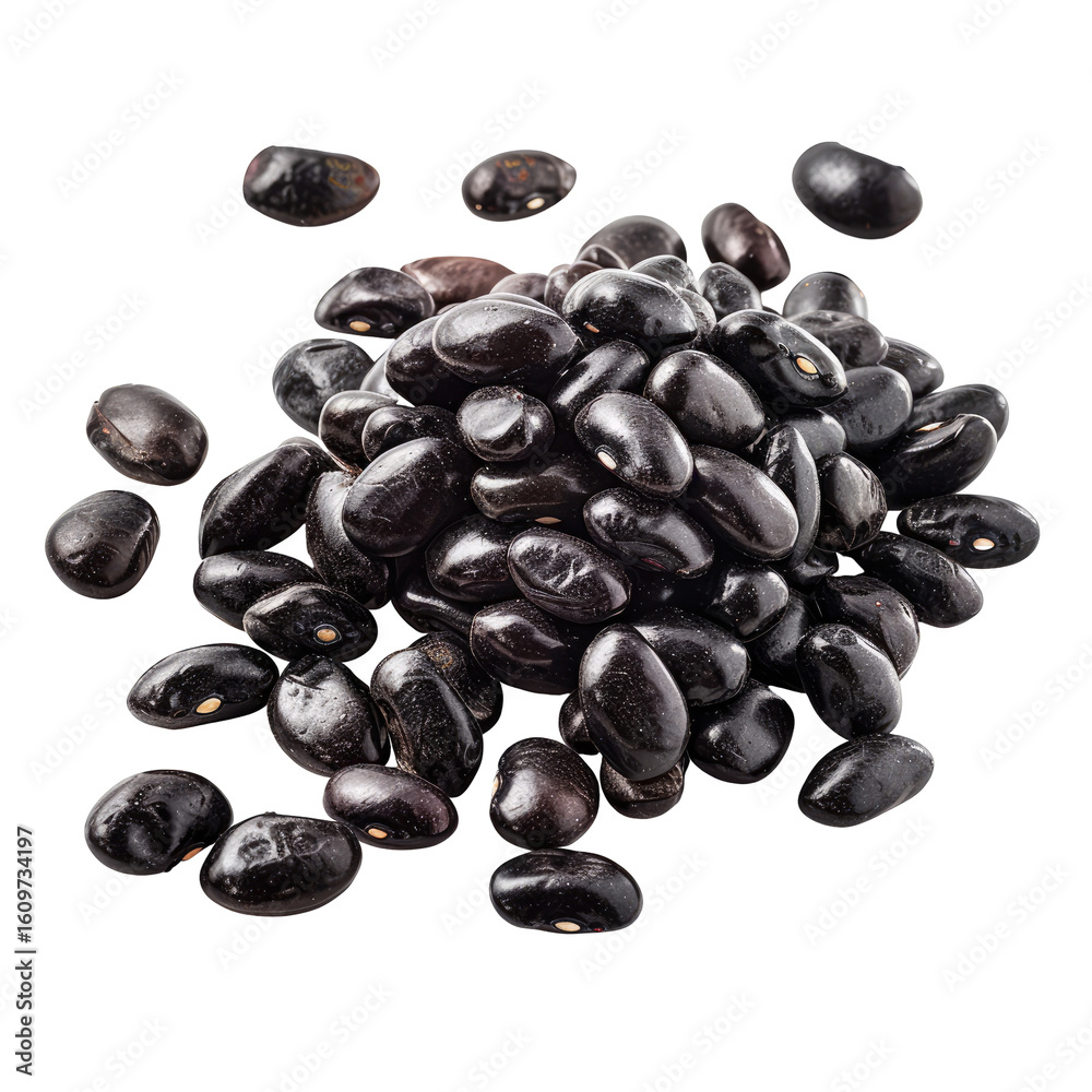 Obraz premium Black beans scattered, close-up
