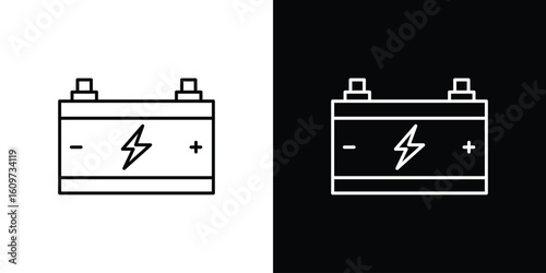 Car battery icon linear vector icon. Editable stroke lines.