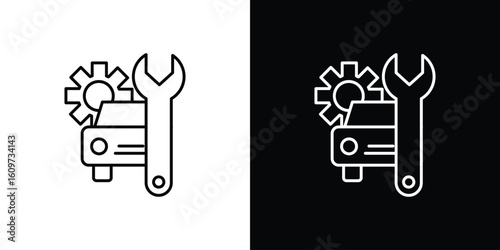Car mechanic icon linear vector icon. Editable stroke lines.