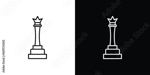Chess queen icon linear vector icon. Editable stroke lines.
