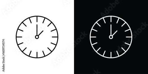 Clock two icon linear vector icon. Editable stroke lines.