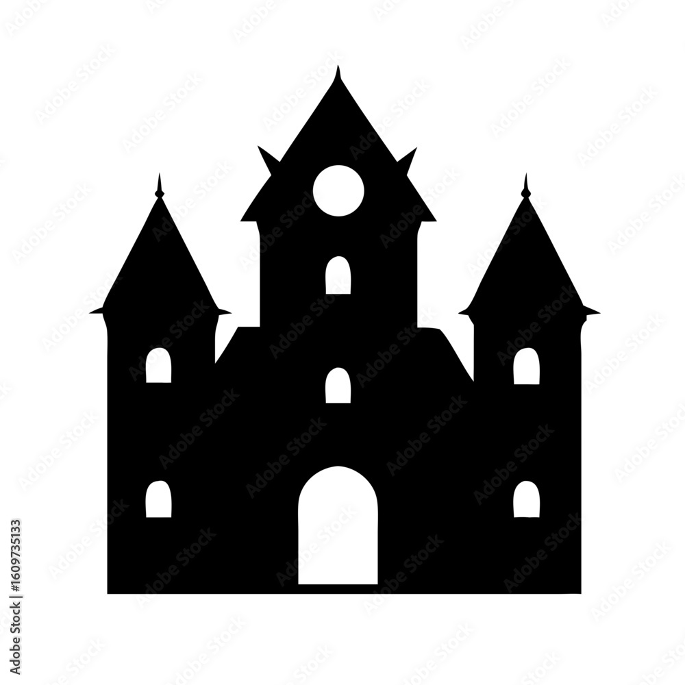 Fototapeta premium Halloween castle vector illustration, castle silhouette vector