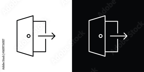 Exit icon linear vector icon. Editable stroke lines.