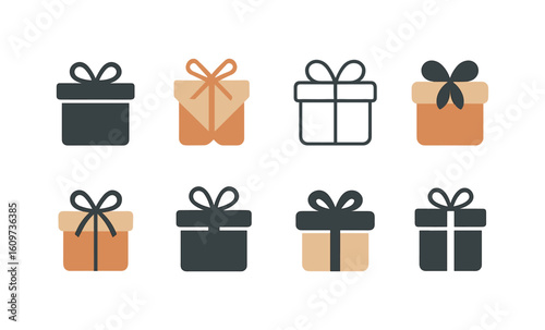 Minimalist gift box icons collection with elegant designs