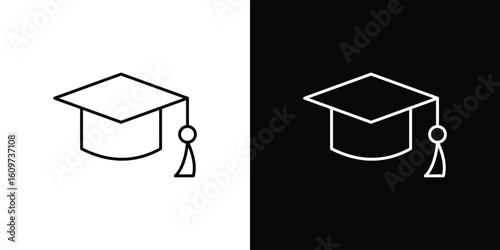 Graduation cap icon linear vector icon. Editable stroke lines.