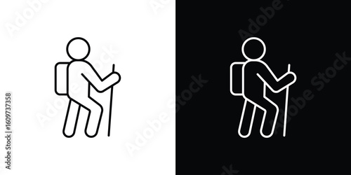 Hiking icon linear vector icon. Editable stroke lines.