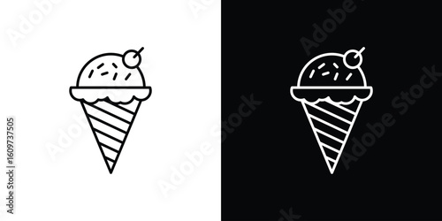 Ice cream icon linear vector icon. Editable stroke lines.