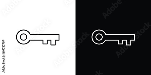 key icon linear vector icon. Editable stroke lines.