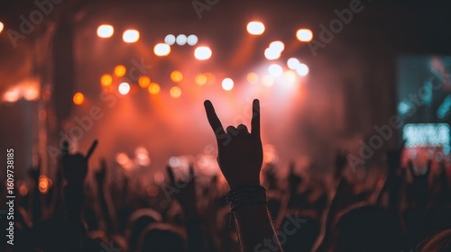 Crowd at a concert, hands in the air