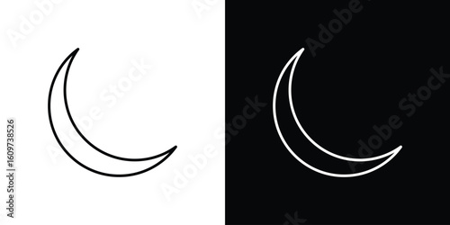 Moon icon linear vector icon. Editable stroke lines.