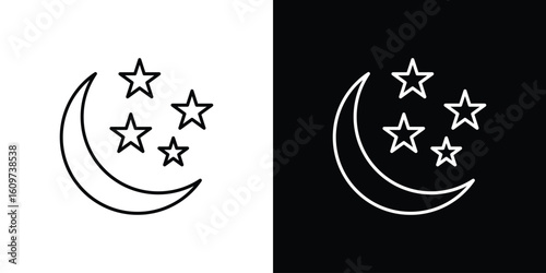 Moon stars icon linear vector icon. Editable stroke lines.
