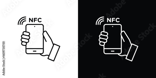 NFC communication icon linear vector icon. Editable stroke lines.