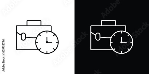 Office time icon linear vector icon. Editable stroke lines.