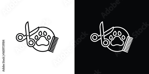 Pet grooming icon linear vector icon. Editable stroke lines.