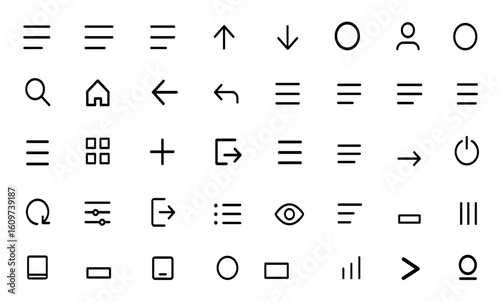 Black hamburger menu buttons set for website UI navigation. Modern web and mobile app menu icons. Burger button UI design elements. Navigation and web menu icon collection and more.