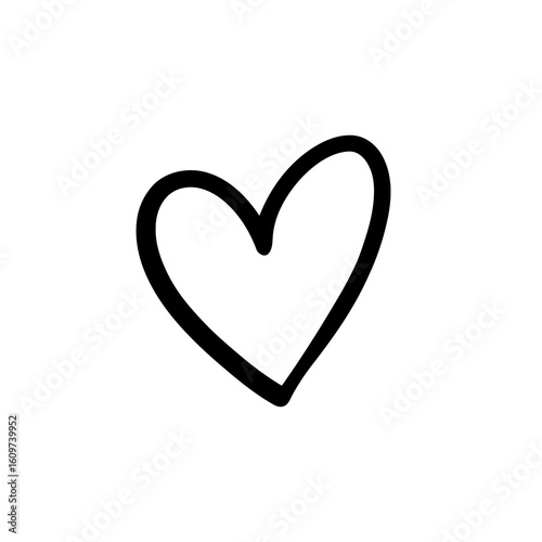 Vector illustration of a simple, handdrawn black heart outline isolated on a white background