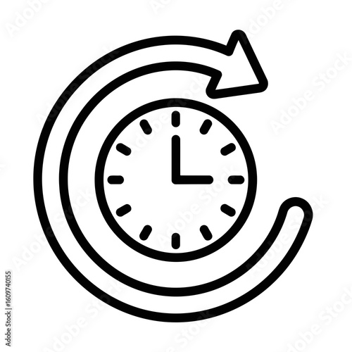 Vector illustration of a clock with a circular arrow indicating the passage or repetition of time